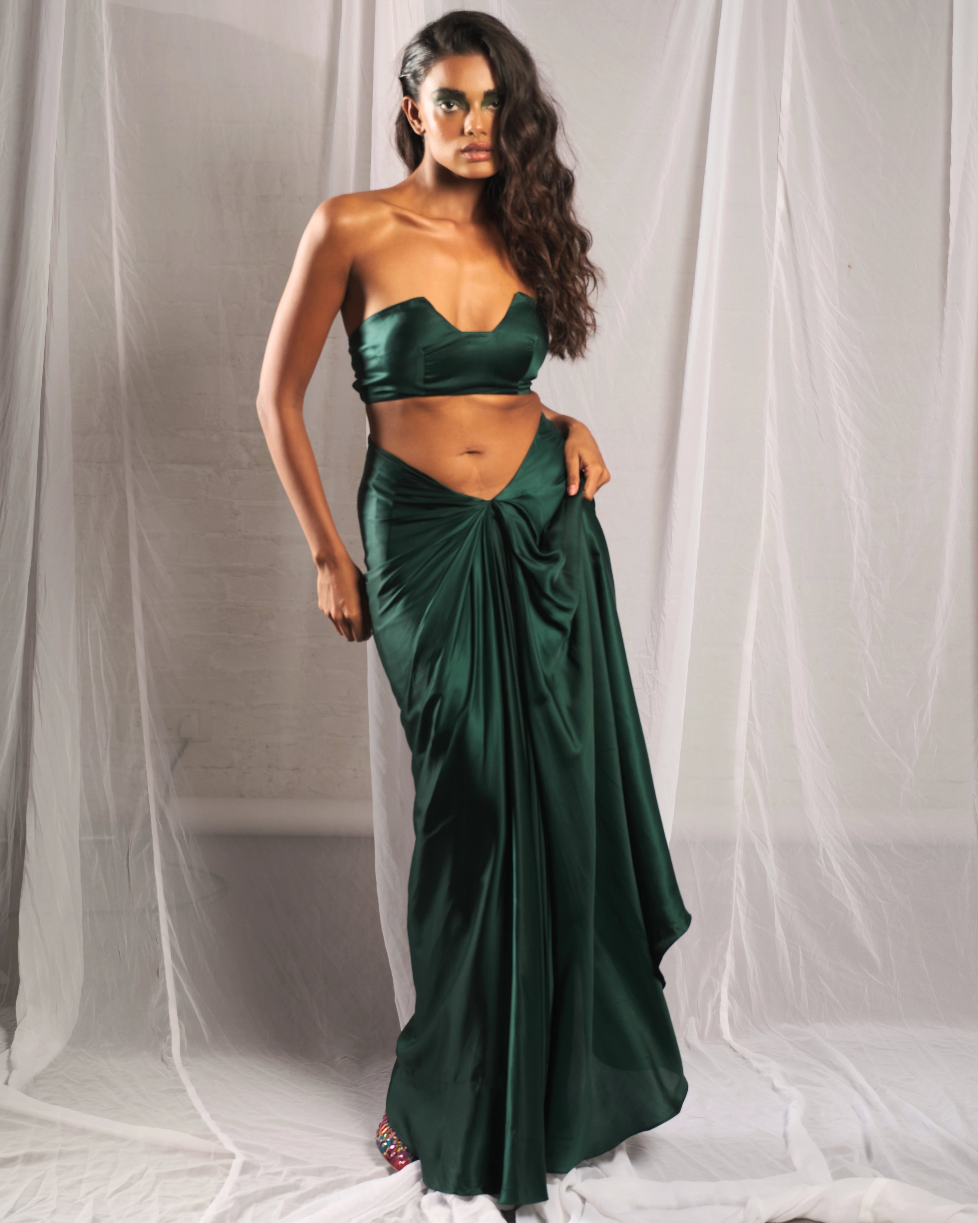 The Silk Emerald Wire Indo Western Set