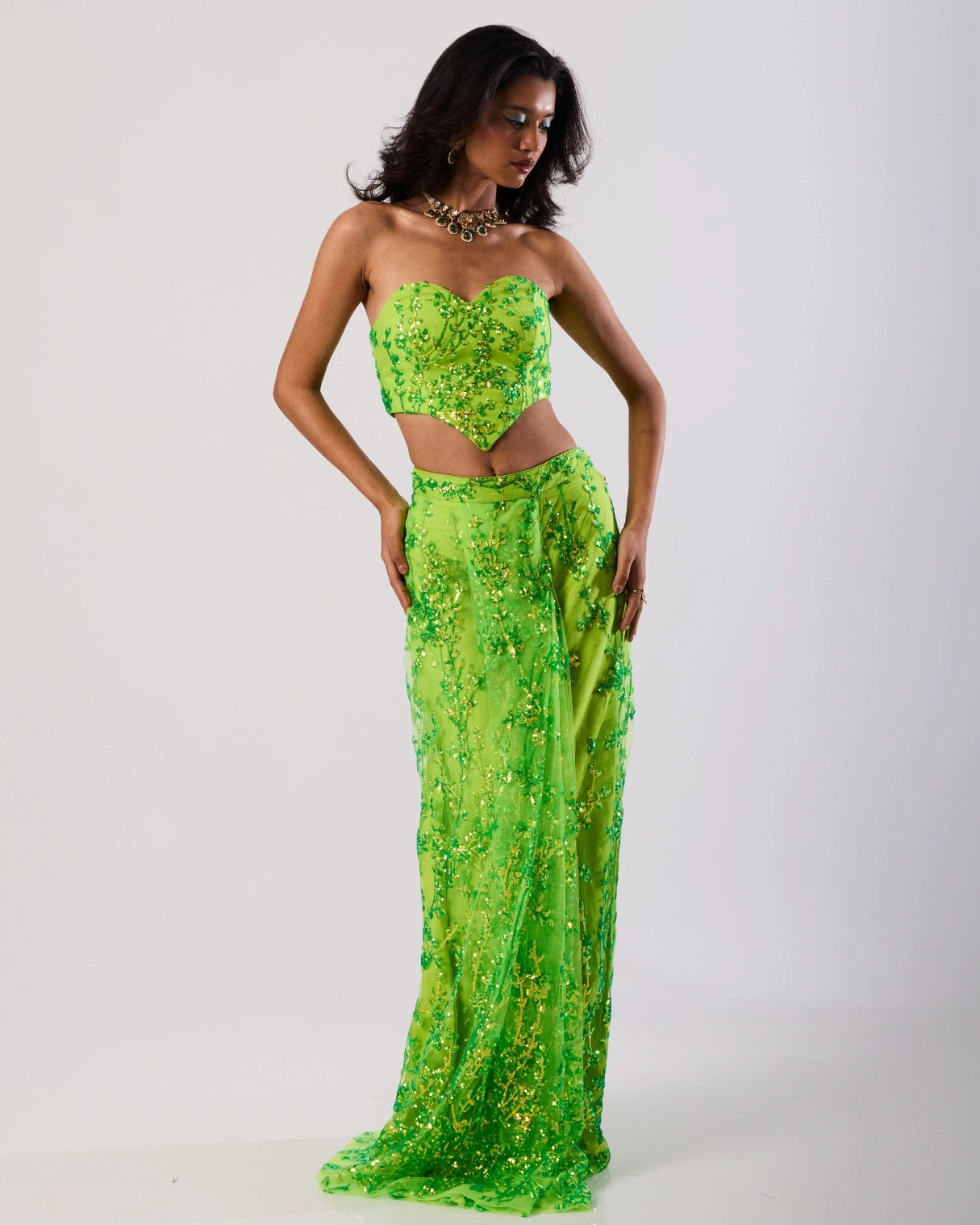 Fluorescent Green Sheza A-Line Skirt