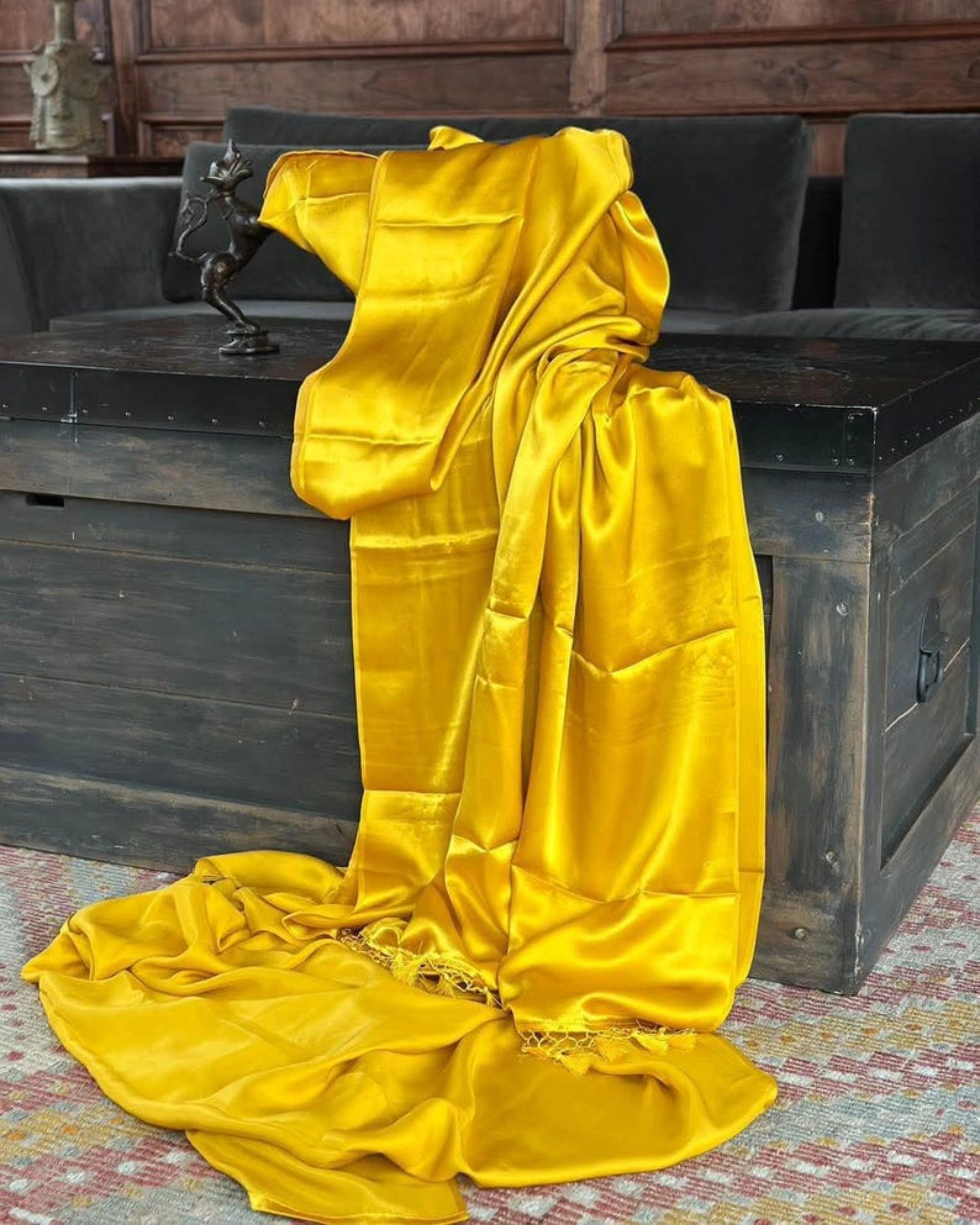 Red Semi Silk Saree Set with Gold Zari Sequin Blouse
