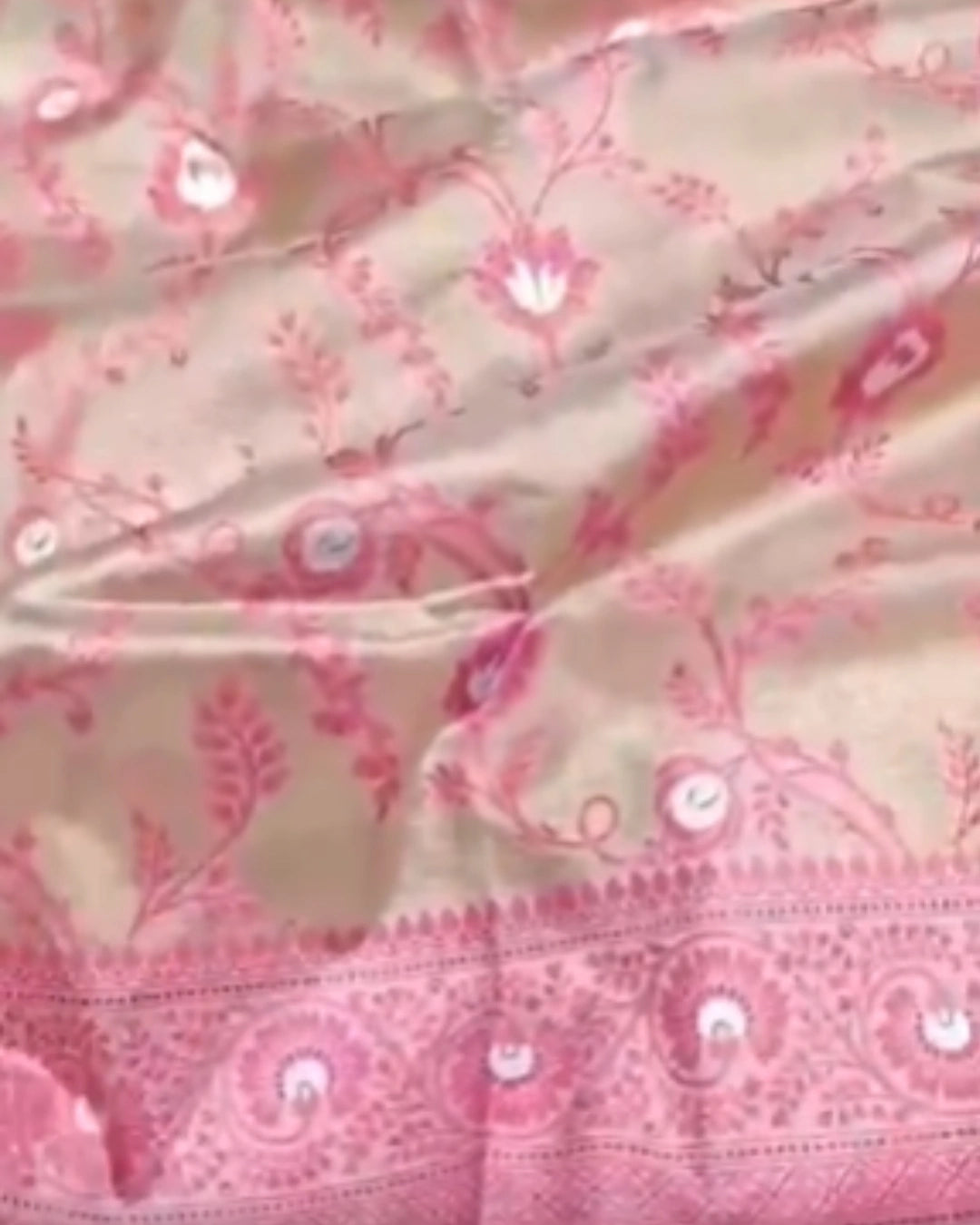 Orange Pure Banarasi Tissue Silk Saree with Nude-Gold Base All-Over Floral Coral Jaal