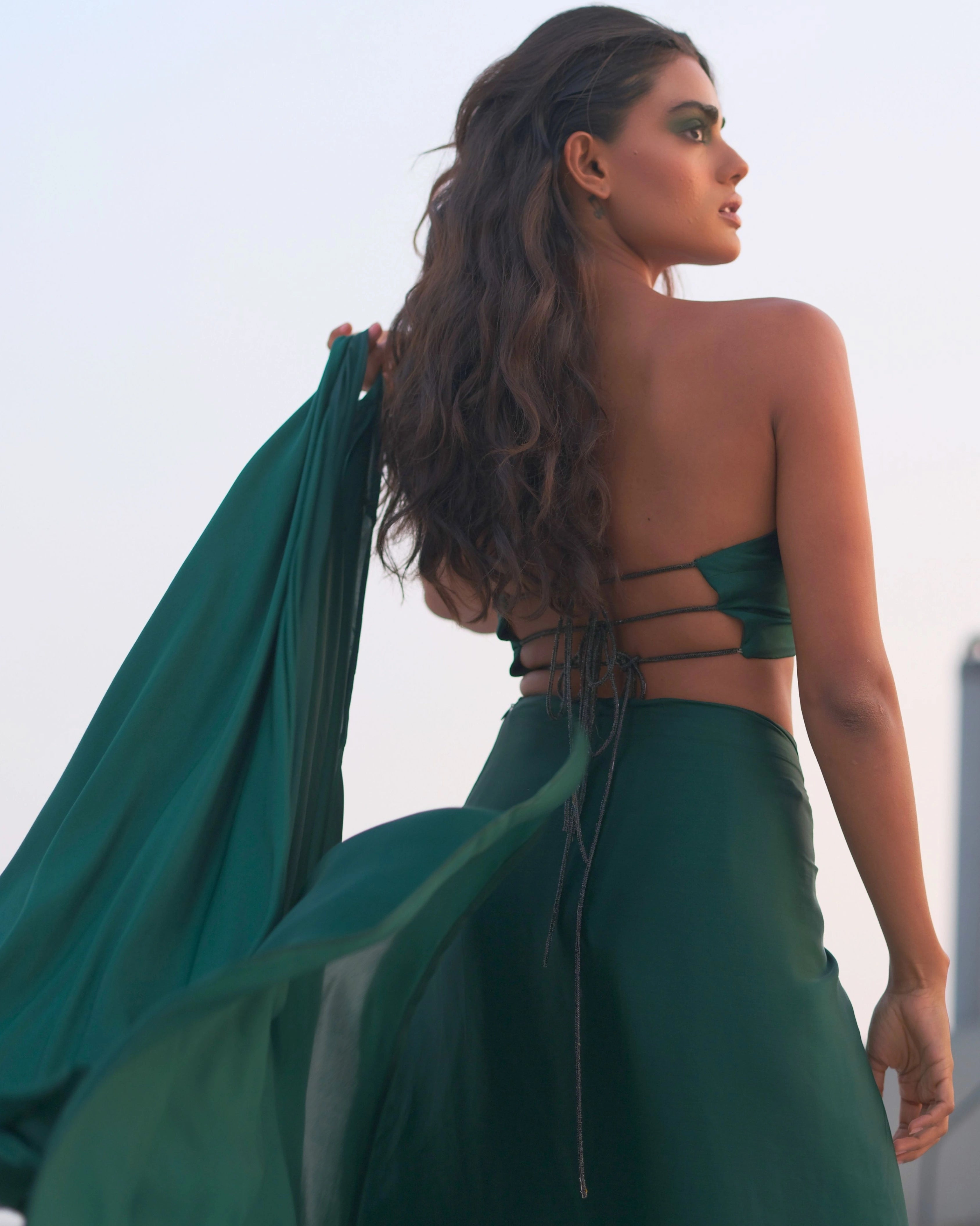 The Silk Emerald Wire Indo Western Set