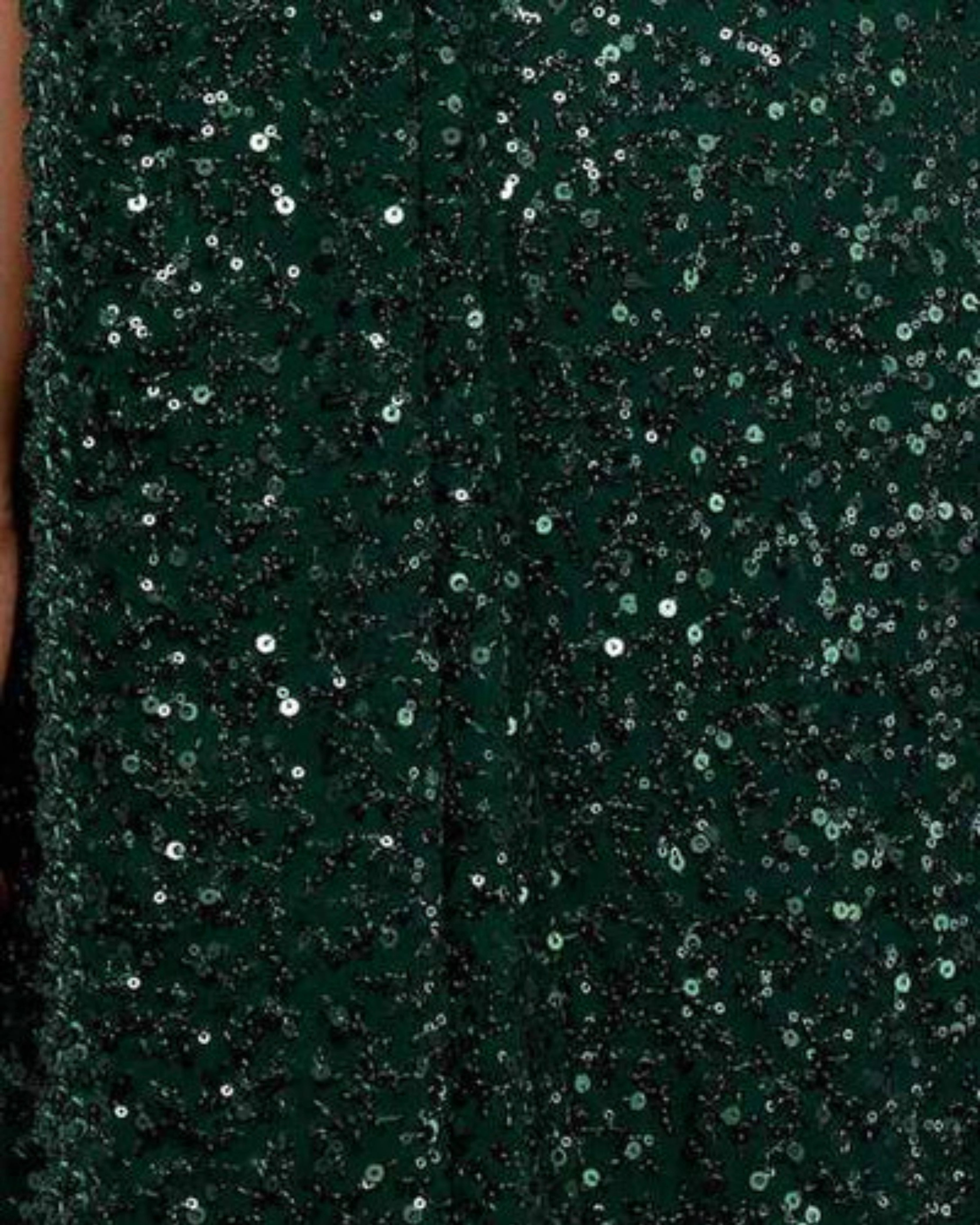 Dark Green Georgette Saree with All Over Shimmer Sequin Work and Matching Sequin Blouse