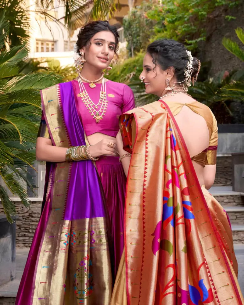 Gold Diwali Delicacy Paithani Silk Lehenga