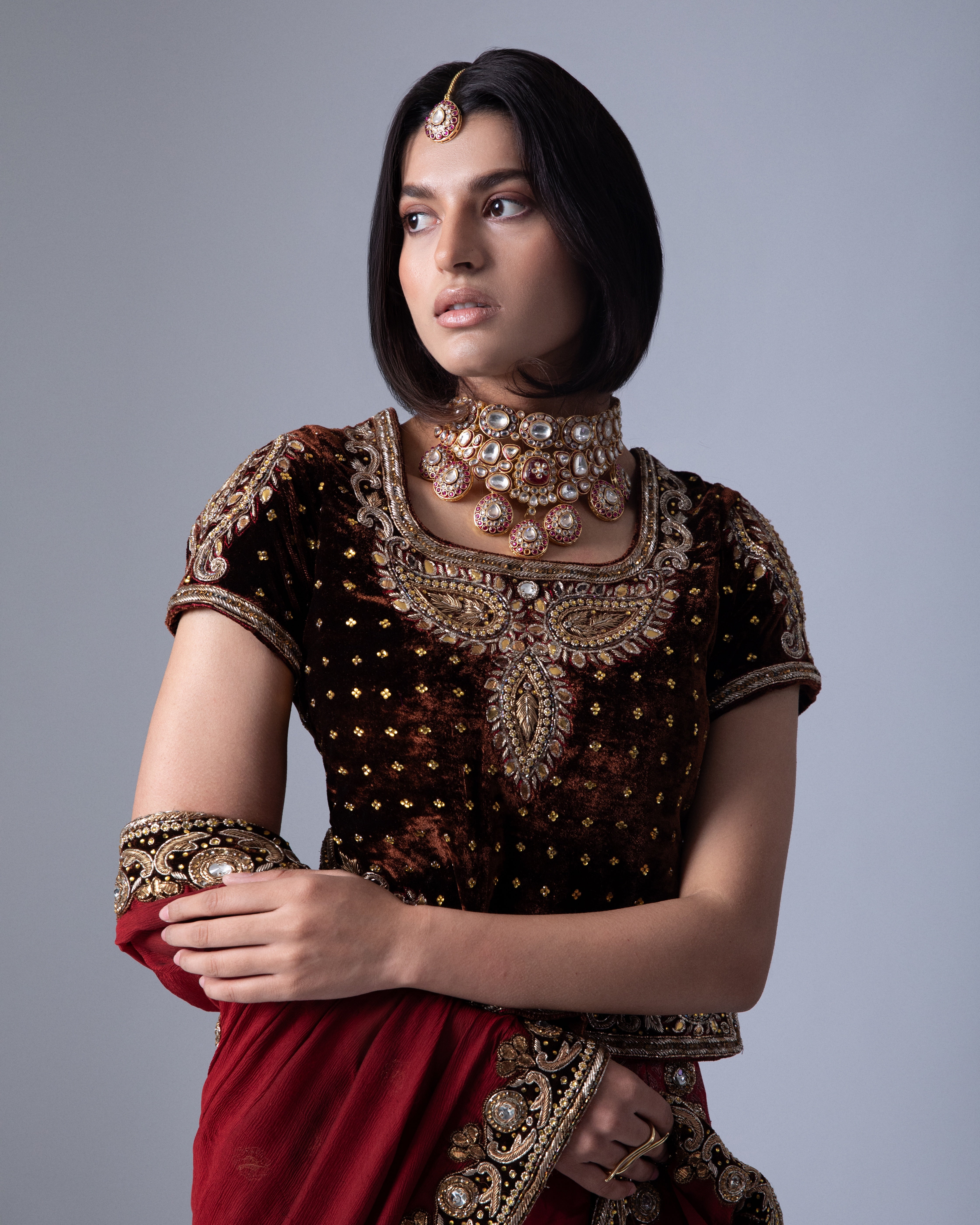 Red Georgette Heirloom Lehenga with a Embroidery Blouse and Dupatta