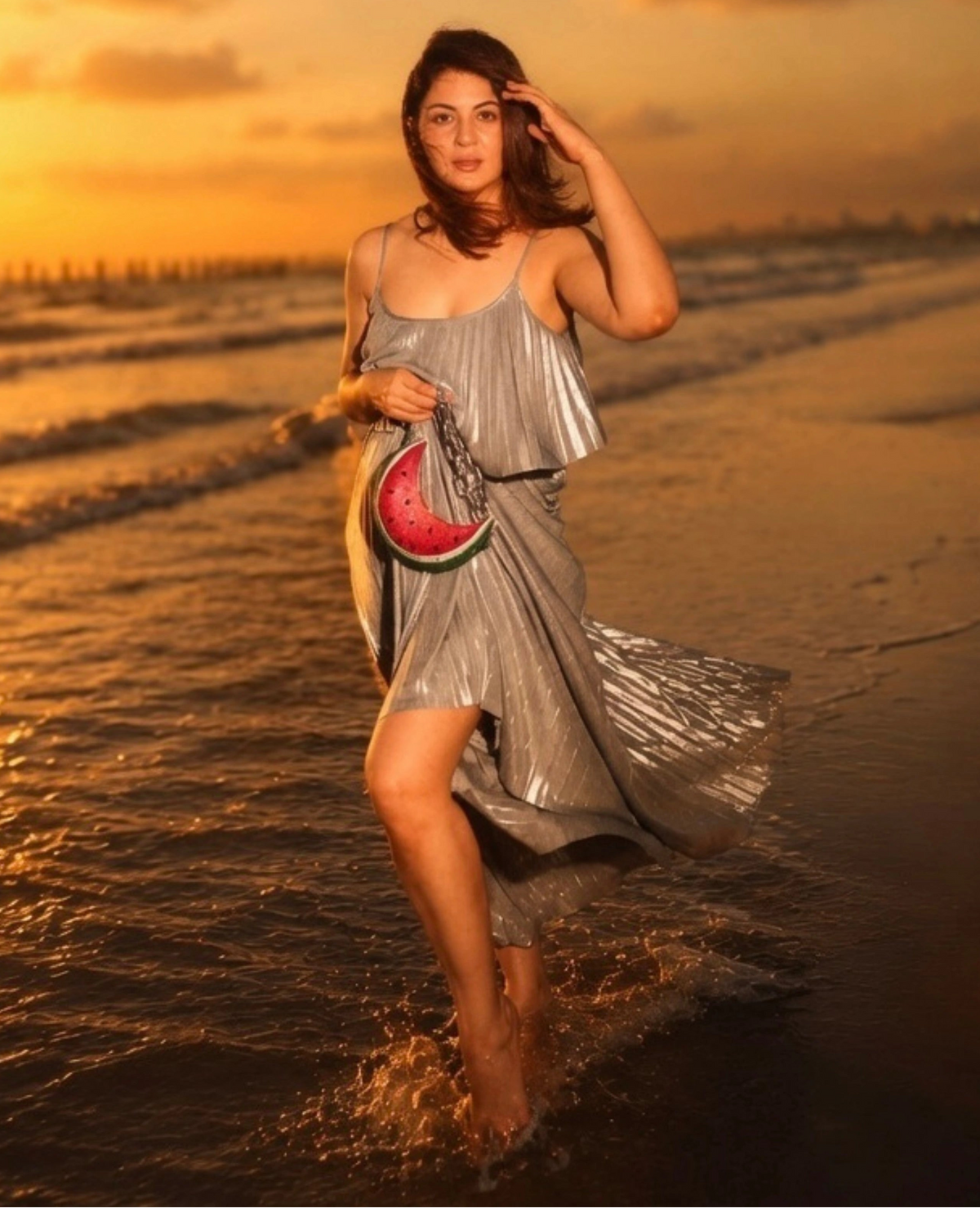 Silver Lame Fabric Dress