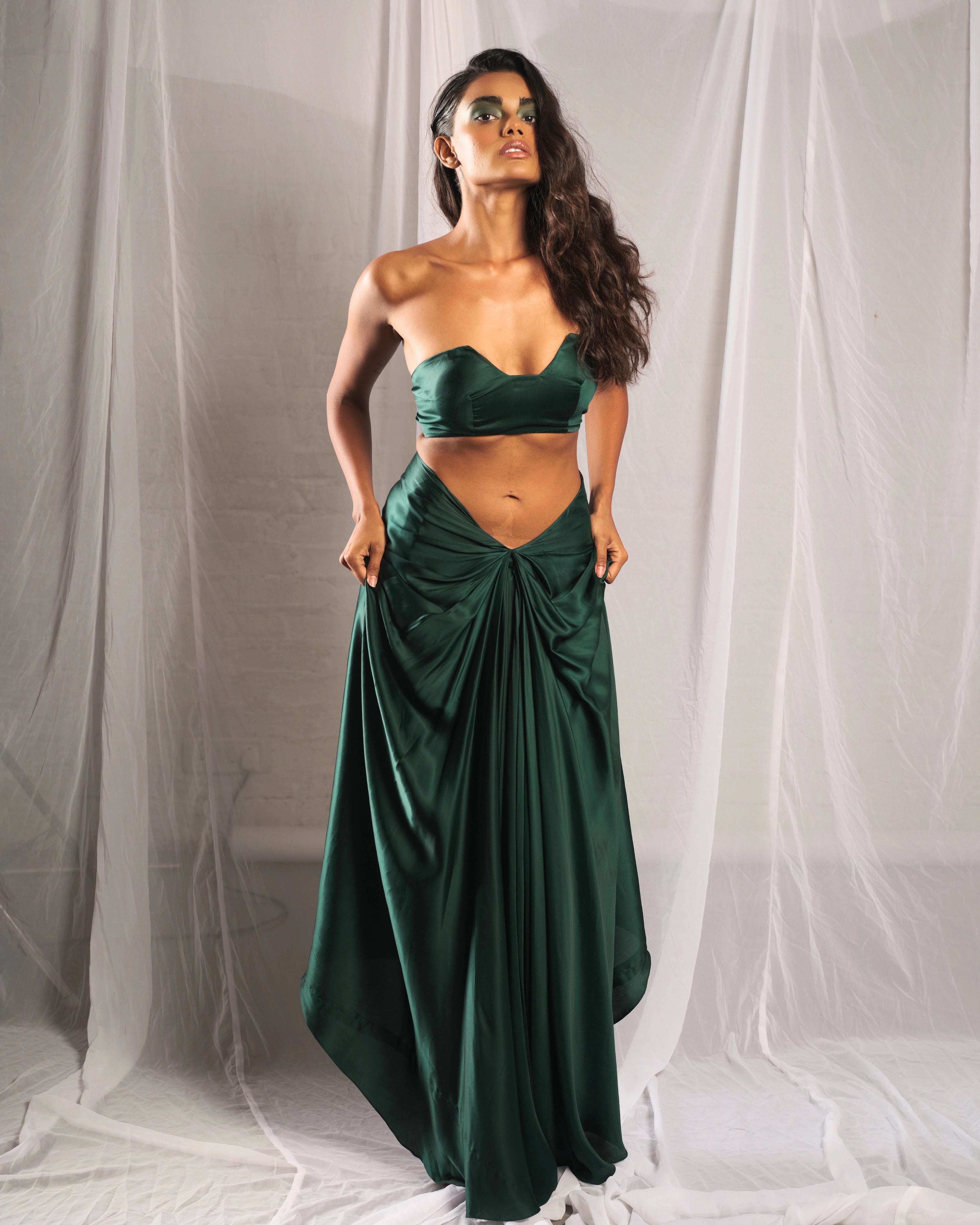 The Silk Emerald Wire Indo Western Set