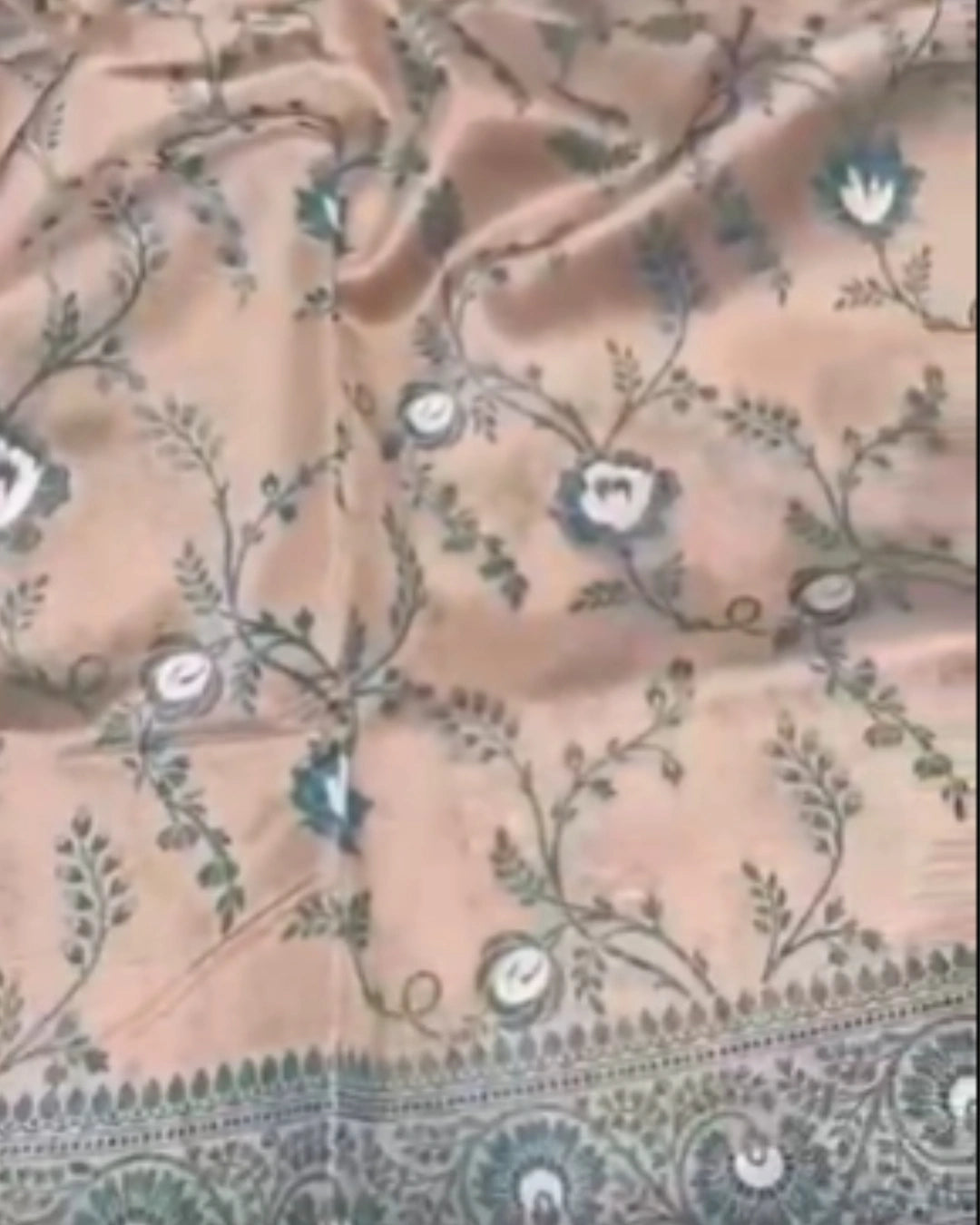 Orange Pure Banarasi Tissue Silk Saree with Nude-Gold Base All-Over Floral Coral Jaal