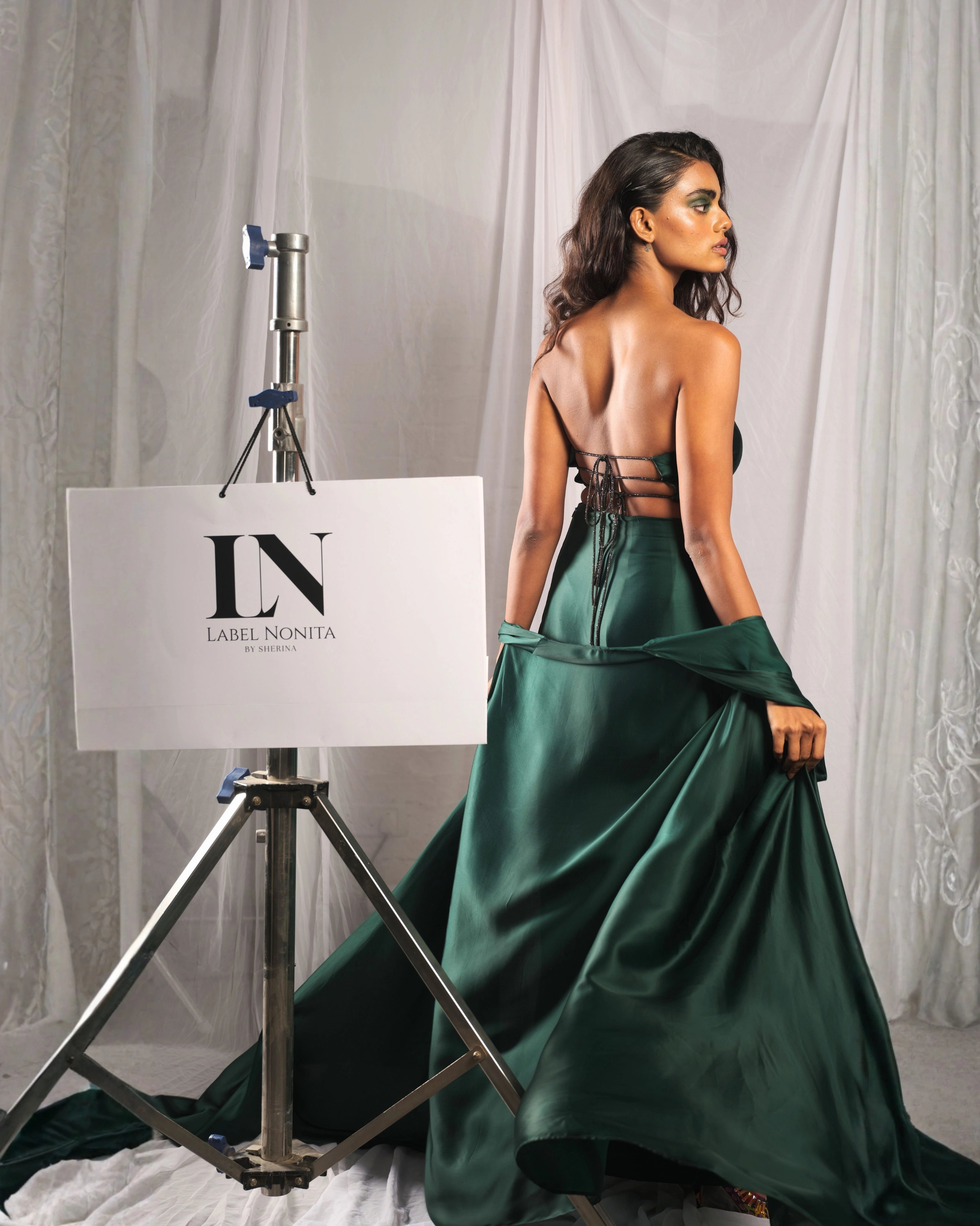 The Silk Emerald Wire Indo Western Set