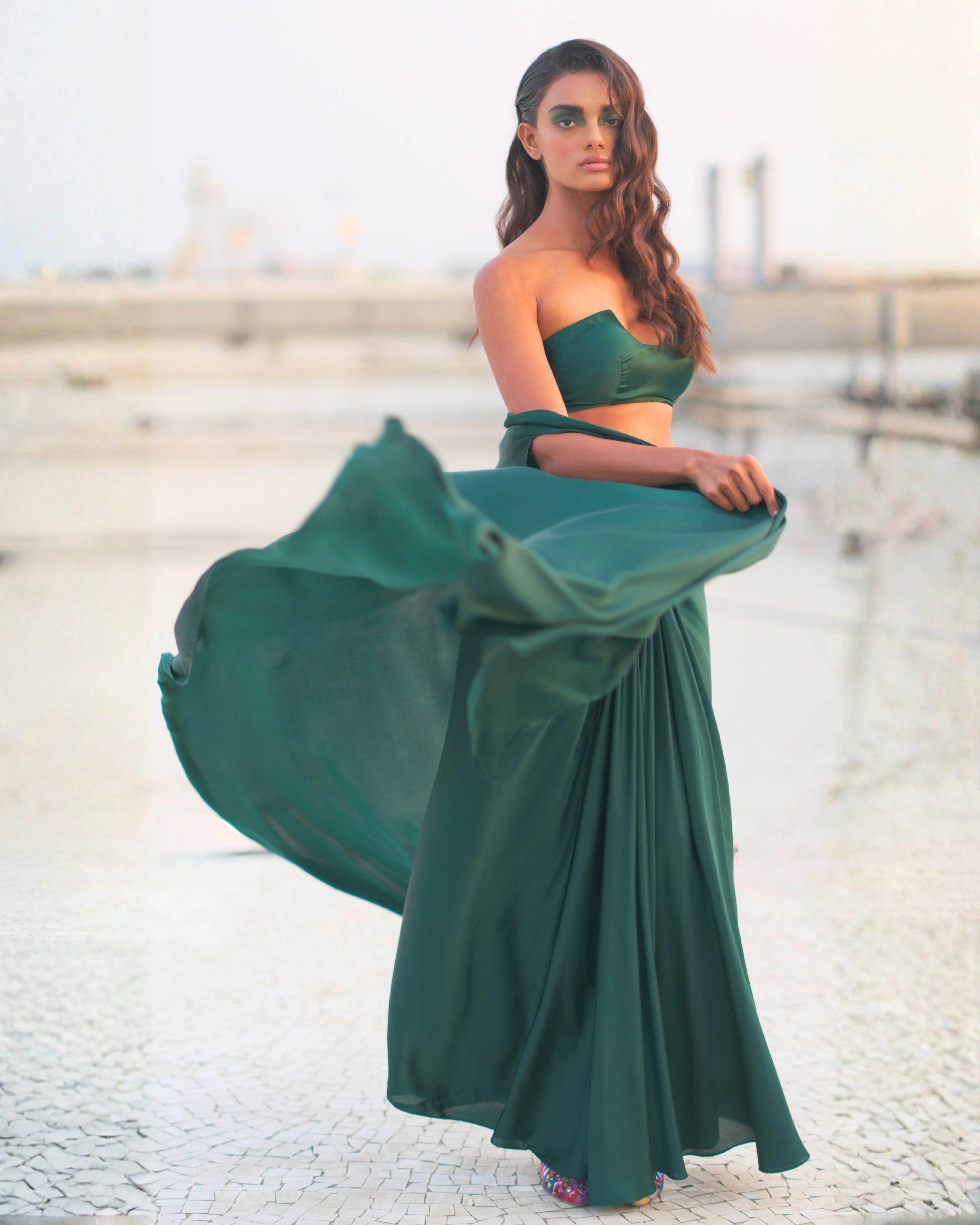 The Silk Emerald Wire Indo Western Set