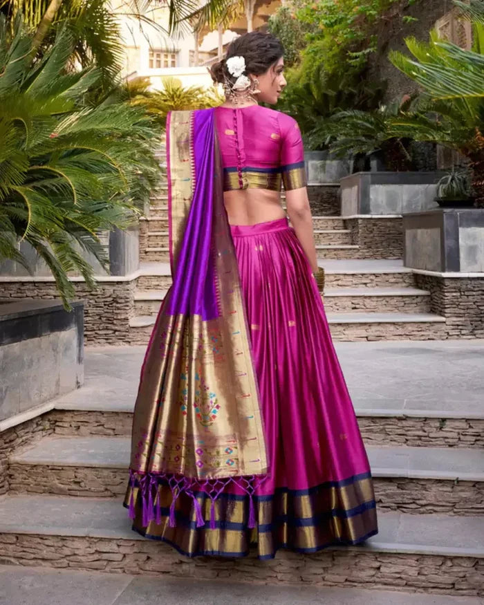 Orange Diwali Delicacy Paithani Silk Lehenga