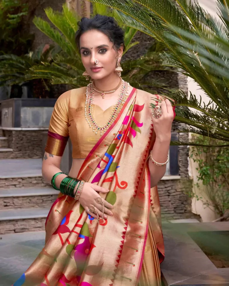 Orange Diwali Delicacy Paithani Silk Lehenga