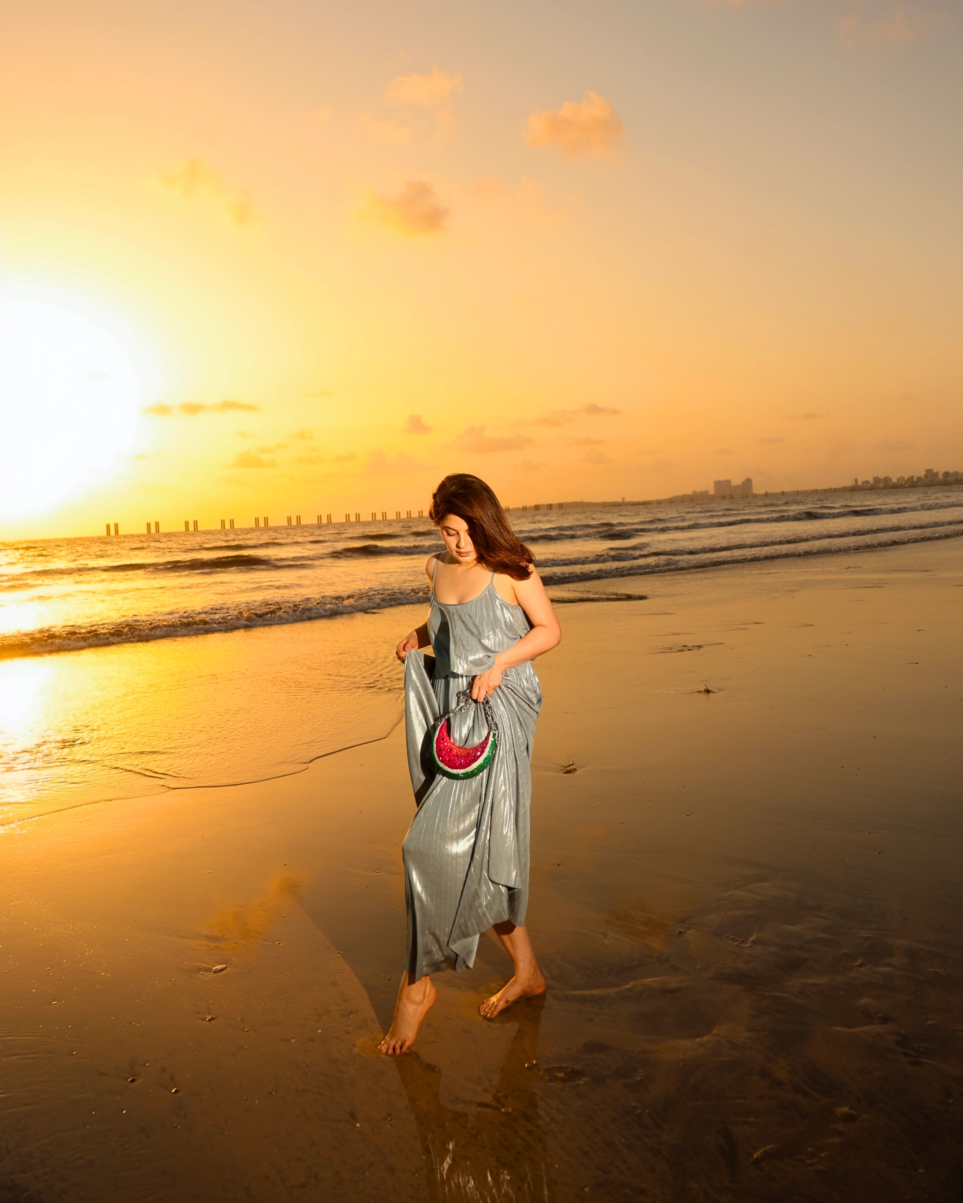 Silver Lame Fabric Dress
